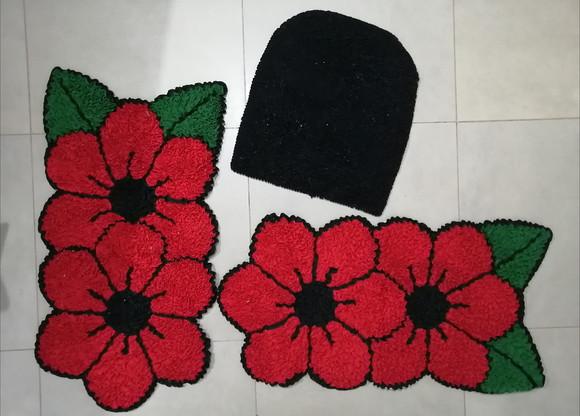 Tapetes Frufru Flor Vermelha Antiderrapante