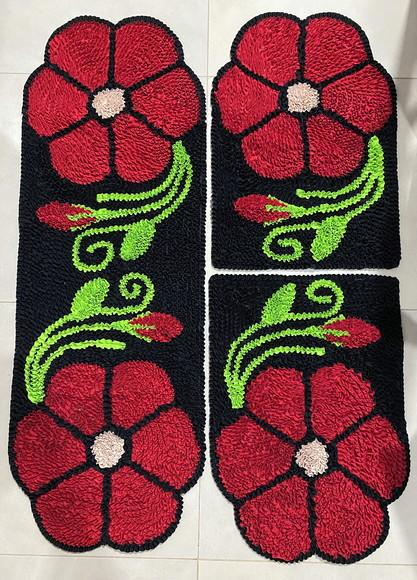 Tapetes Frufru Flor Vermelha Antiderrapante