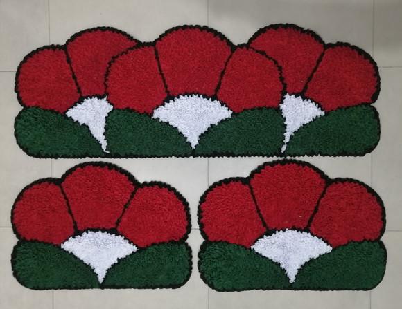 Tapetes Frufru Flor Vermelha Antiderrapante