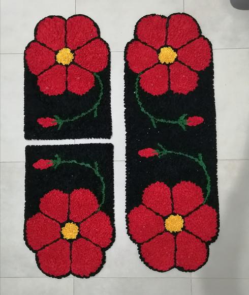 Tapetes Frufru Flor Vermelha Antiderrapante