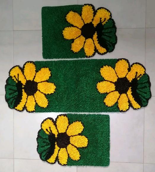 Tapetes Frufru Fundo Verde Borboleta Antiderrapante