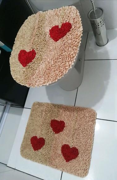 Tapetes Frufru Lavabo Corações Antiderrapante