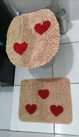 Tapetes Frufru Lavabo Corações Antiderrapante