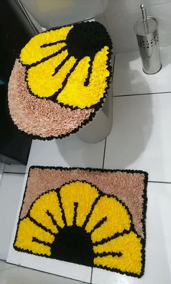 Tapetes Frufru Lavabo Flor Amarela Antiderrapante