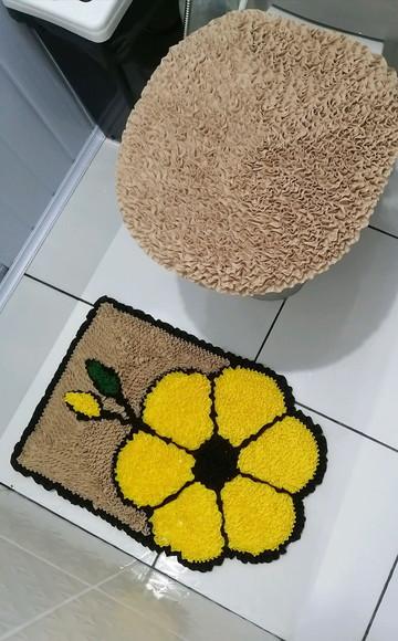 Tapetes Frufru Lavabo Flor Amarela Antiderrapante