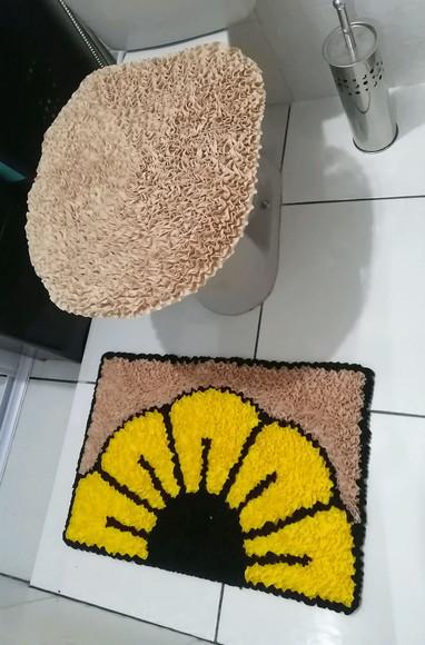 Tapetes Frufru Lavabo Flor Amarela Antiderrapante