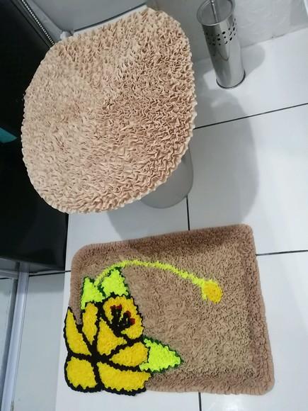 Tapetes Frufru Lavabo Flor Amarela Antiderrapante