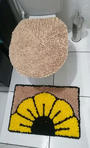 Tapetes Frufru Lavabo Flor Amarela Antiderrapante