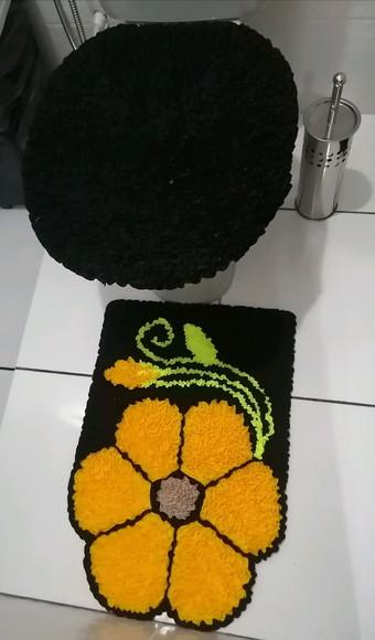 Tapetes Frufru Lavabo Flor Amarela Antiderrapante
