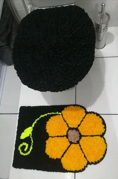 Tapetes Frufru Lavabo Flor Amarela Antiderrapante