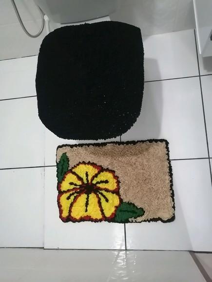 Tapetes Frufru Lavabo Flor Amarela Antiderrapante
