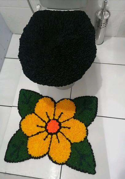 Tapetes Frufru Lavabo Flor Amarela Antiderrapante