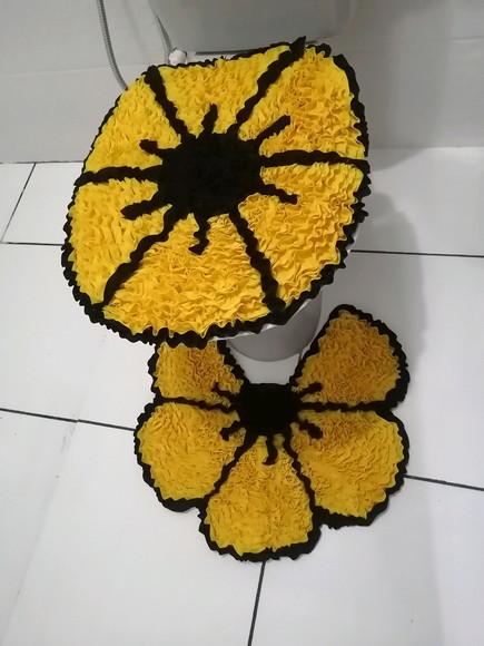 Tapetes Frufru Lavabo Flor Amarela Antiderrapante