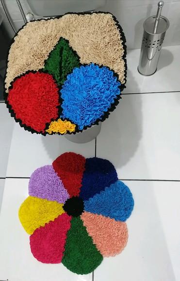 Tapetes Frufru Lavabo Flor Colorida Antiderrapante