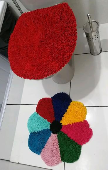 Tapetes Frufru Lavabo Flor Colorida Antiderrapante