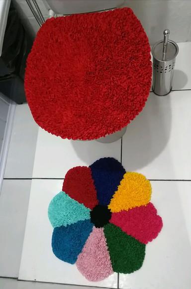 Tapetes Frufru Lavabo Flor Colorida Antiderrapante