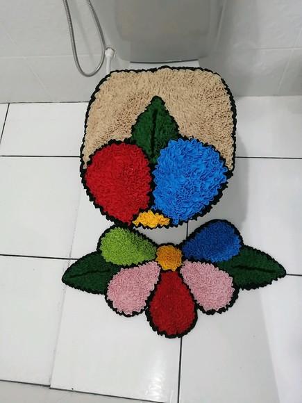 Tapetes Frufru Lavabo Flor Colorida Antiderrapante