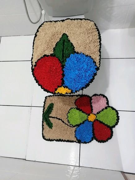 Tapetes Frufru Lavabo Flor Colorida Antiderrapante