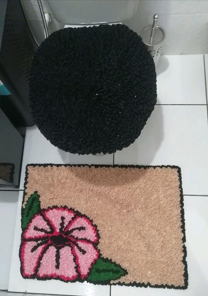 Tapetes Frufru Lavabo Flor Rosa 50cm X 70cm Antiderrapante
