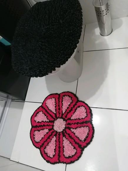 Tapetes Frufru Lavabo Flor Rosa Antiderrapante