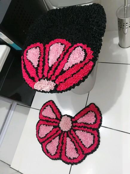 Tapetes Frufru Lavabo Flor Rosa Antiderrapante