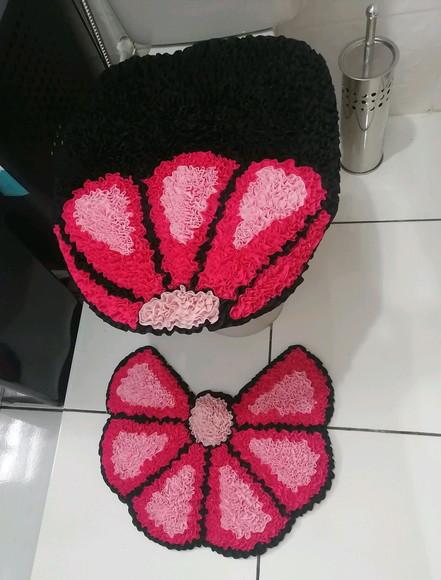 Tapetes Frufru Lavabo Flor Rosa Antiderrapante