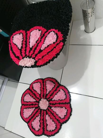 Tapetes Frufru Lavabo Flor Rosa Antiderrapante