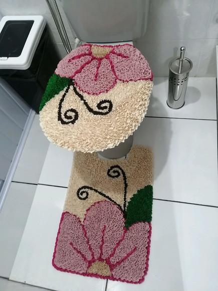Tapetes Frufru Lavabo Flor Rosa Antiderrapante