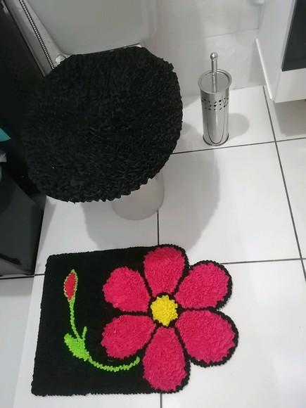 Tapetes Frufru Lavabo Flor Rosa Antiderrapante