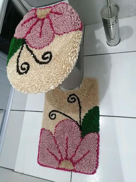 Tapetes Frufru Lavabo Flor Rosa Antiderrapante