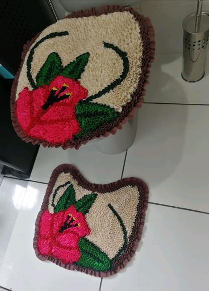 Tapetes Frufru Lavabo Flor Rosa Antiderrapante