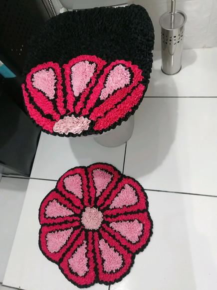 Tapetes Frufru Lavabo Flor Rosa Antiderrapante