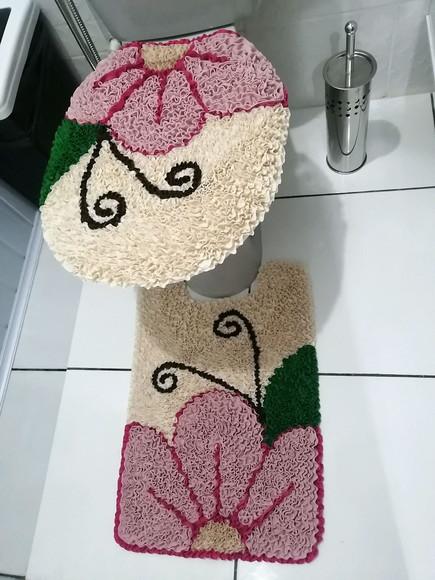 Tapetes Frufru Lavabo Flor Rosa Antiderrapante