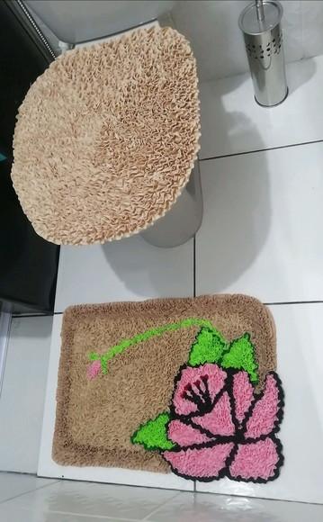 Tapetes Frufru Lavabo Flor Rosa Claro Antiderrapante