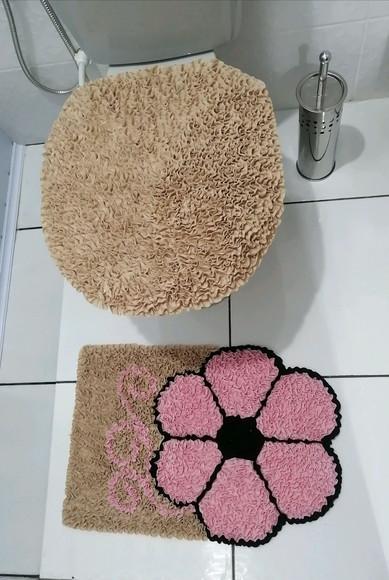 Tapetes Frufru Lavabo Flor Rosa Claro Antiderrapante