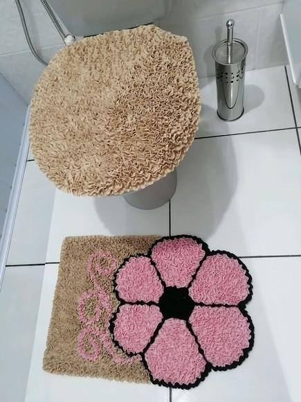 Tapetes Frufru Lavabo Flor Rosa Claro Antiderrapante