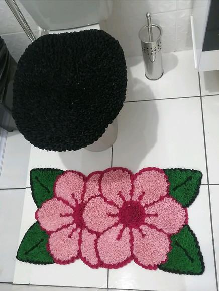 Tapetes Frufru Lavabo Flor Rosa Claro Antiderrapante