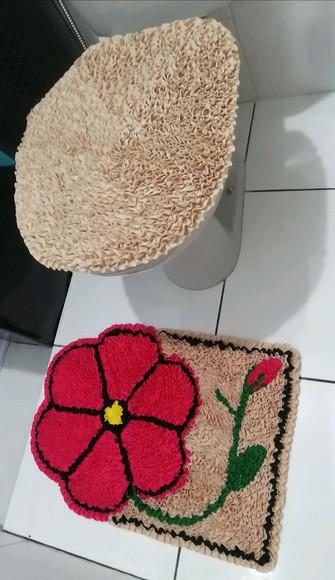 Tapetes Frufru Lavabo Flor Rosa Pink Antiderrapante