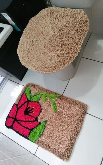 Tapetes Frufru Lavabo Flor Rosa Pink Antiderrapante