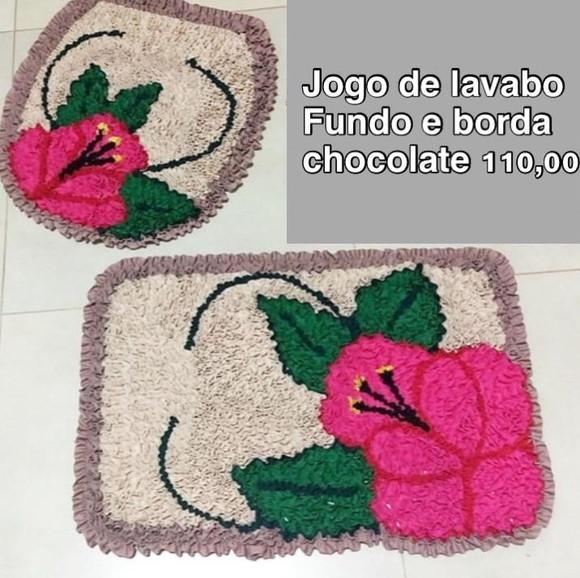 Tapetes Frufru Lavabo Flor Rosa Pink Antiderrapante