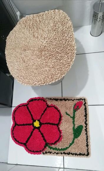 Tapetes Frufru Lavabo Flor Rosa Pink Antiderrapante