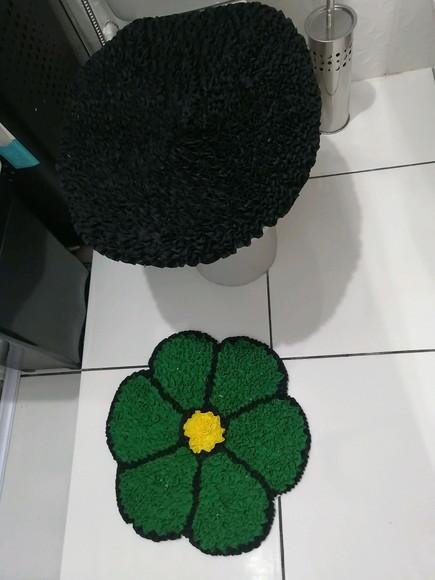 Tapetes Frufru Lavabo Flor Verde Antiderrapante