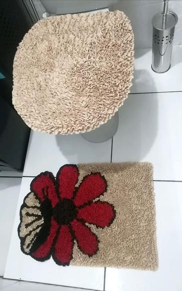 Tapetes Frufru Lavabo Flor Vermelha Antiderrapante