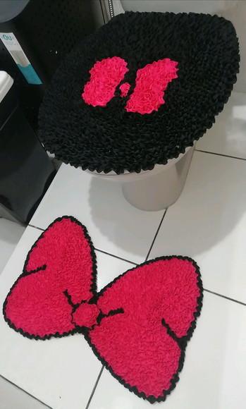 Tapetes Frufru Lavabo Laço Pink Antiderrapante