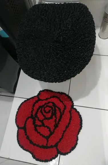 Tapetes Frufru Lavabo Rosas Antiderrapante