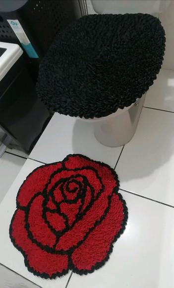Tapetes Frufru Lavabo Rosas Antiderrapante