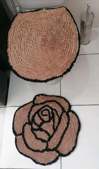 Tapetes Frufru Lavabo Rosa Bege Antiderrapante
