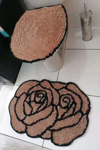 Tapetes Frufru Lavabo Rosa Bege Antiderrapante