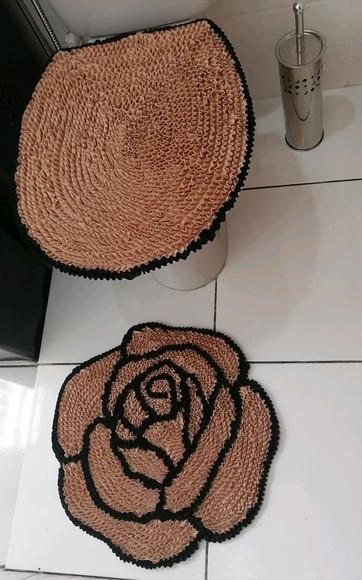 Tapetes Frufru Lavabo Rosa Bege Antiderrapante