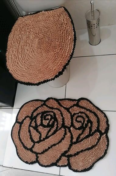 Tapetes Frufru Lavabo Rosa Bege Antiderrapante